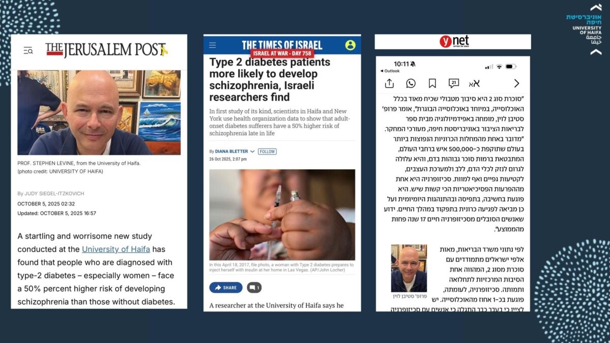פורסם מחקר חדש על הסיכון להתפרצות סכיזופרניה בגיל מבוגר, בהובלת פרופ' סטיבן לוין ופרופ' ערד קודש