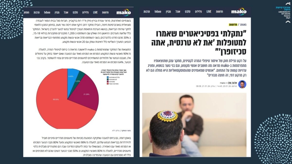 מחקרן של פרופ' עטרת גבירץ-מידן וד"ר רות ברקוביץ' בנושא הערכת והתאמת הצורך לטיפול נפשי לנוער להט"ב בישראל, פורסם באתר MAKO